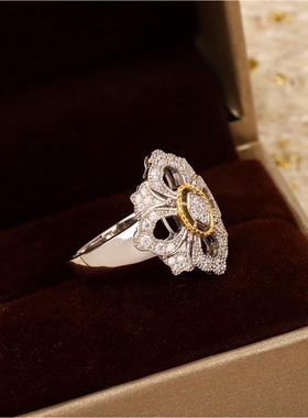 925纯银轻奢小众高碳钻布花戒指