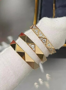 男女格拉芙几何菱形光面镶钻戒指