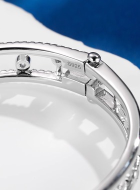 银镀18k铂金活口锁扣镶钻石手镯