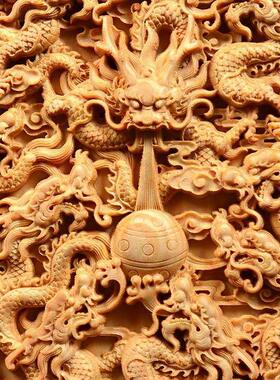 小叶黄杨木雕圆盘摆件实木雕刻太行崖柏工艺品艺术品黄杨仿古装饰