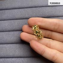 Natural color overdraft glow stone ring silver ring with curved section mouth ring flower fashion engraved live gold main stone *