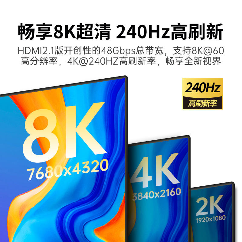 开博尔hdmi线A系8K60hz电视投影仪2.1版PS5连接线240Hz电脑高清线 - 图0