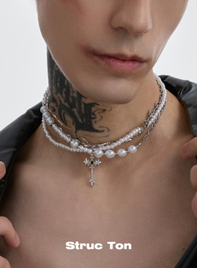 StrucTon十字架小众多层项链