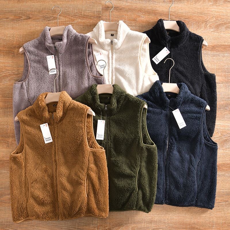 长毛绒立领拉链马甲女冬加绒加厚背心珊瑚绒无袖坎肩外穿休闲外套,淘宝优惠券,粉丝福利购,淘宝优惠卷