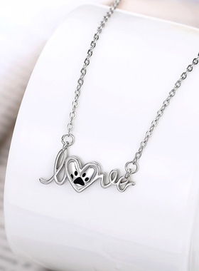 Letter Pendant Clavicle Chain Heart-shaped Love Animal Cat