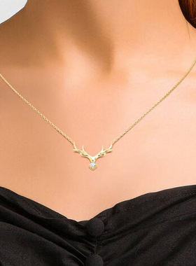 Simple Large Antler Pendant Necklace Inlaid Jewelry Women's