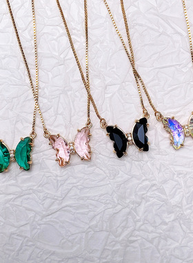 South Korea Super Fairy Dream Crystal Butterfly Necklace