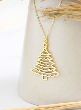 Christmas Holiday Pendant Necklace Christmas Tree Line