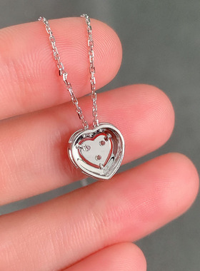 Korean Style Love Diamond Necklace Double Heart Pendant