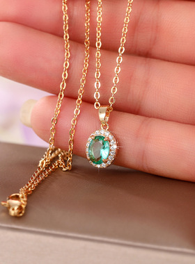 Retro Necklace High-grade Blue Green Pendant Necklace