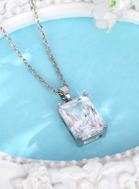 Square Diamond Necklace Female Creative Personality Pendant