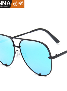 日系moleubak欧美复古风太阳眼镜双梁蛤蟆镜男女用墨镜金属