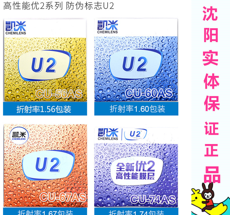 凯米U6防蓝光 U2镜片1.56 1.60 1.67 1.74近视防蓝光U2非球眼镜片 - 图1