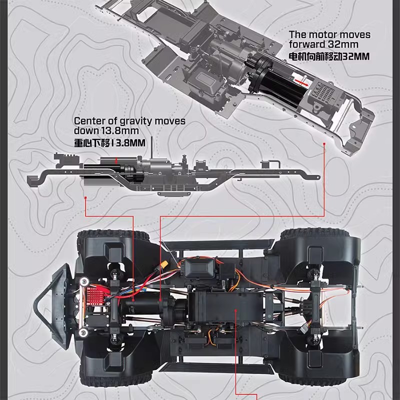 新款易控YK4082V3 1/8RC遥控攀爬车专业四驱门桥差速锁仿真越野车-图2