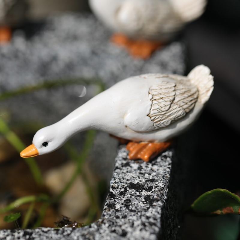 仿真喝水白鸭子摆06082件花庭院池塘水池假山鱼缸装模饰雕树园脂 - 图1