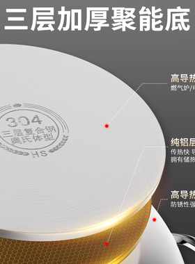 凯盟加厚304不锈钢汤锅炒锅清汤锅具家用电磁炉专用吃火锅火锅盆