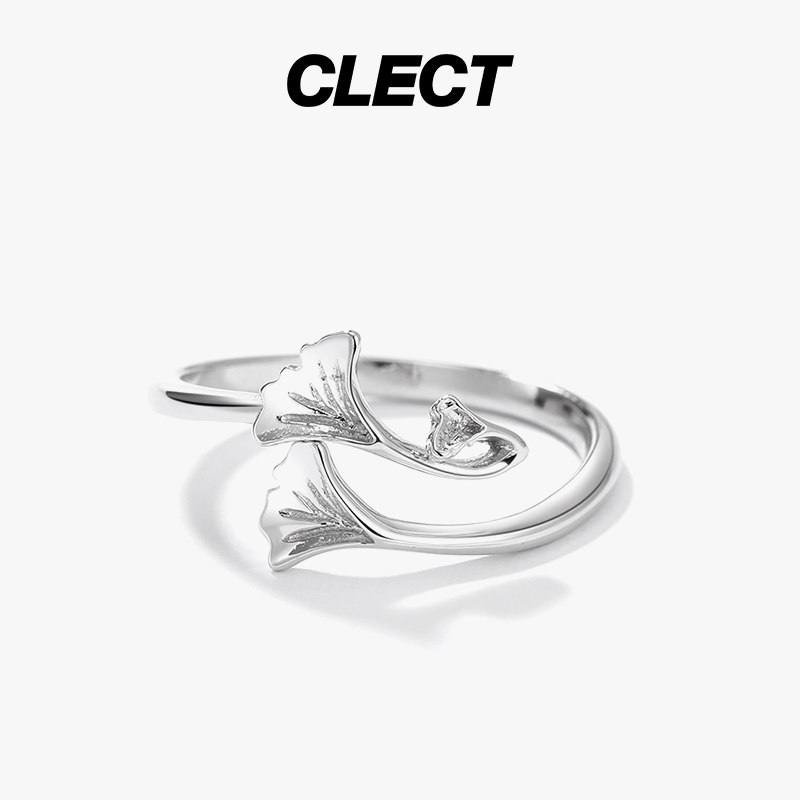 clect银杏叶女情侣款纯银一对对戒 clect戒指/指环