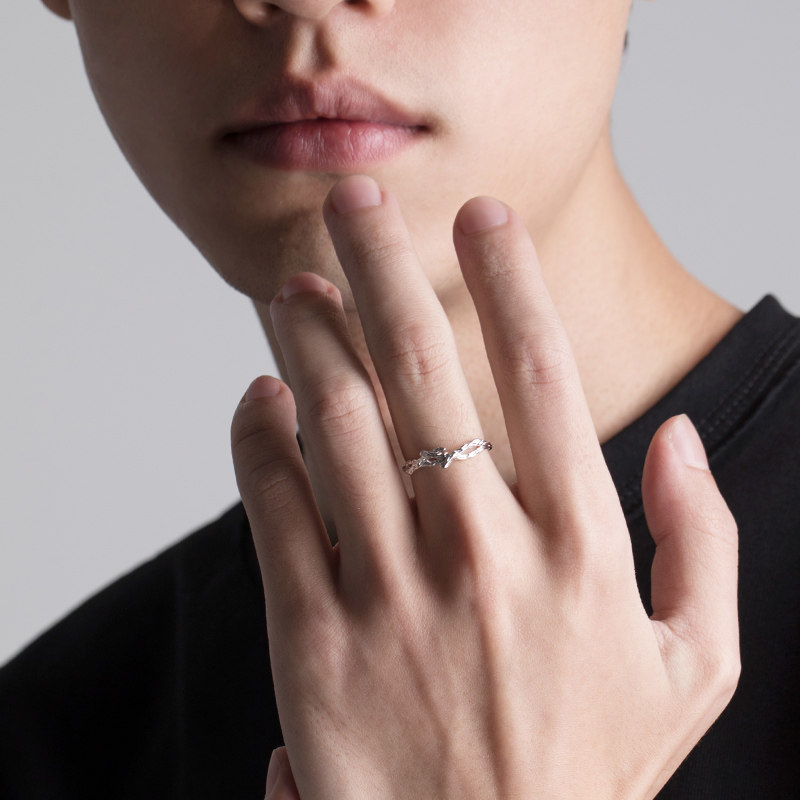 clect银杏叶女情侣款纯银一对对戒 clect戒指/指环