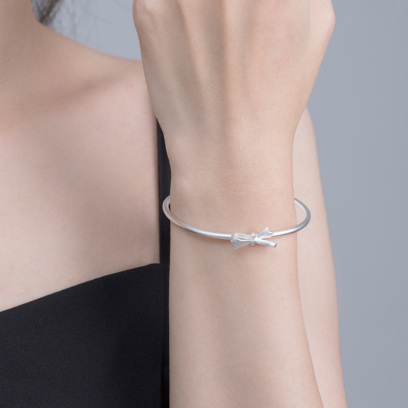 clect蝴蝶结999女实心纯银手镯 clect手镯
