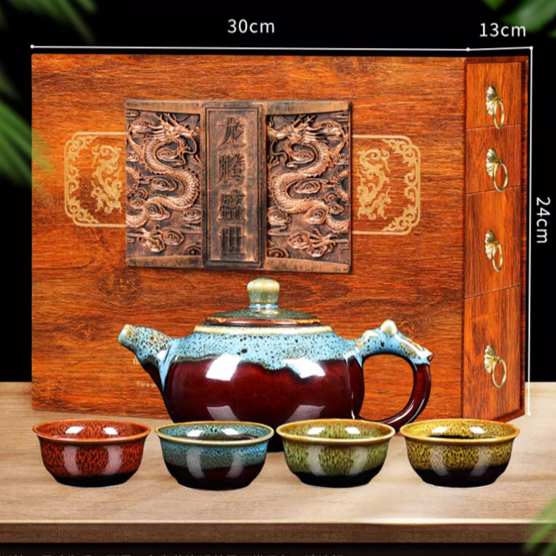 龙腾盛世四大茗茶大红袍茶叶正山小种红茶小青柑普洱茶高档礼盒装