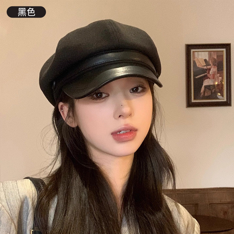 ins秋冬毛呢贝雷帽子女百搭网红鸭舌帽复古英伦风显脸小众八角帽,淘宝优惠券,粉丝福利购,淘宝优惠卷