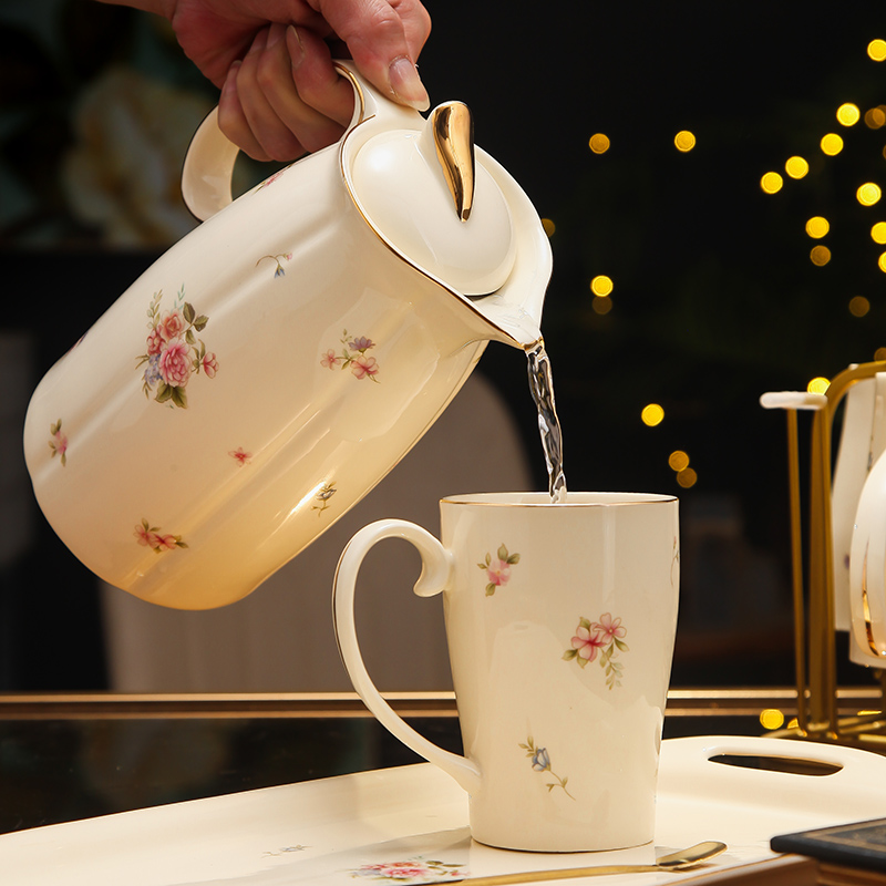 花茶杯套装欧式陶瓷小奢华精致家用咖啡杯水果茶壶下午茶具套装 - 图0