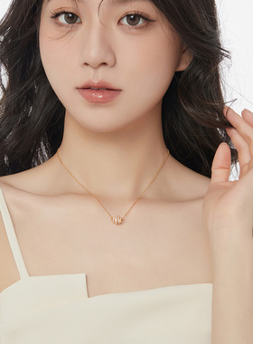 BaObAo纯银镶钻金锁骨链轻