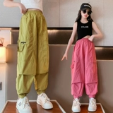 Штаны, шелковая детская тонкая летняя одежда, подходит для подростков