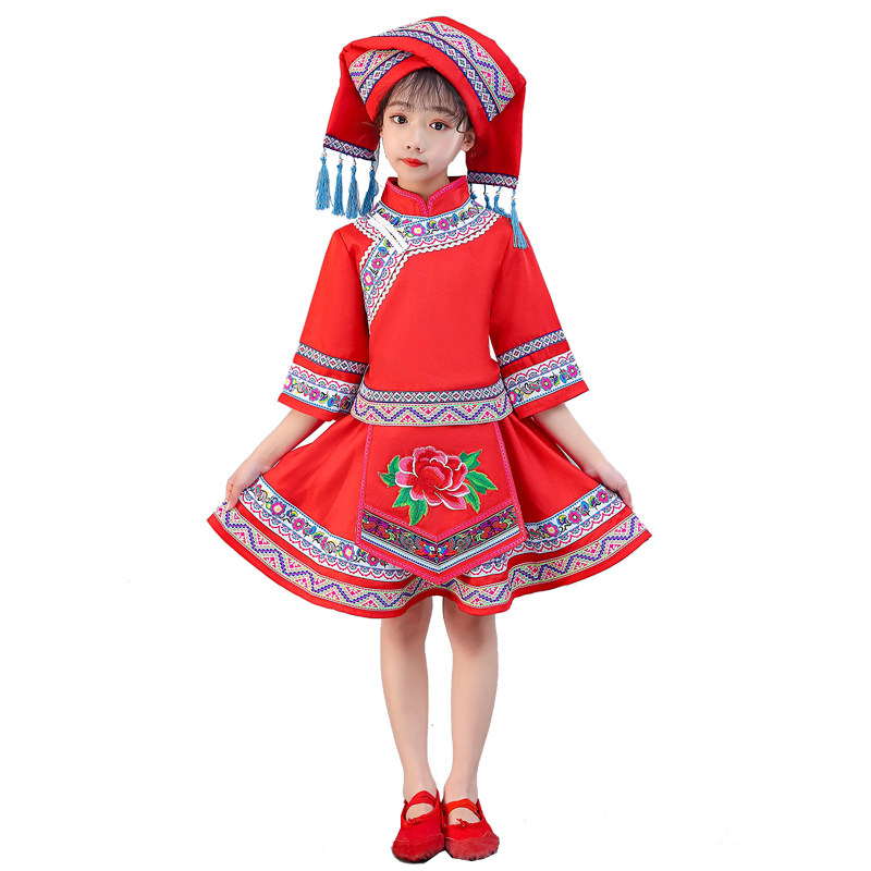 三月三儿童少数民族服装壮族演出服 芊秋黛民族服装/舞台装