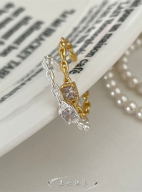 嘉兴银家s925纯银轻奢风欧美气质极简锆石戒指韩式ins精致食指环