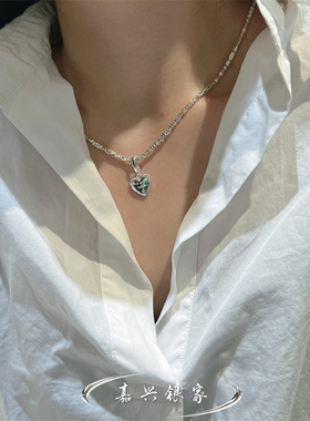嘉兴银家s925纯银日系小巧精致爱心字母百搭吊坠韩式ins质感项坠