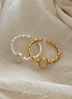 嘉兴银家s925纯银小众高级简约纯白水晶戒指韩式ins小巧精致指环