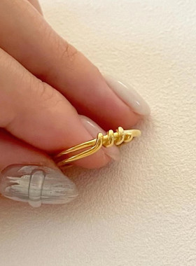 嘉兴银家s925纯银简约个性细戒螺纹打结戒指韩版设计复古尾戒指女