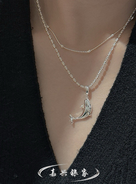 嘉兴银家s925纯银小众韩版设计感海豚吊坠女高级复古简约精致项坠