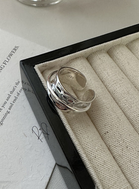 嘉兴银家s925纯银肌理感重工戒指日韩版ins博主小众设计开口指环