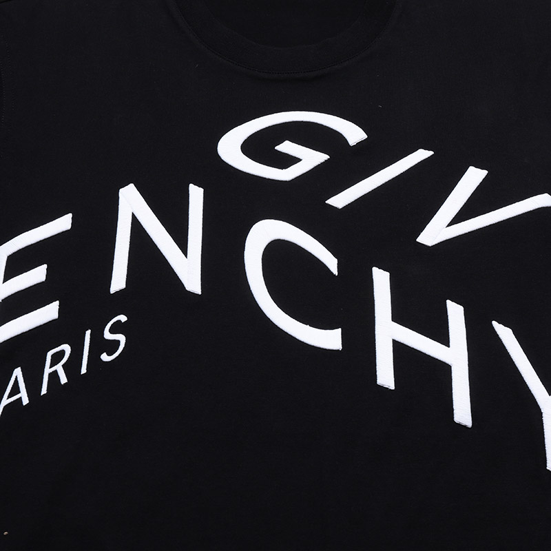 纪梵希 GIVENCHY 男士棉质修身版圆领短袖T恤LOGO刺绣 BM70YC3002