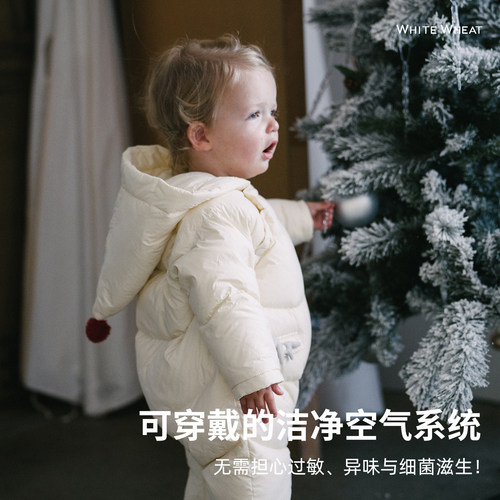 【新年限定】whitewheat儿童25冬季新款男童女宝三防羽绒连体衣厚 - 图2