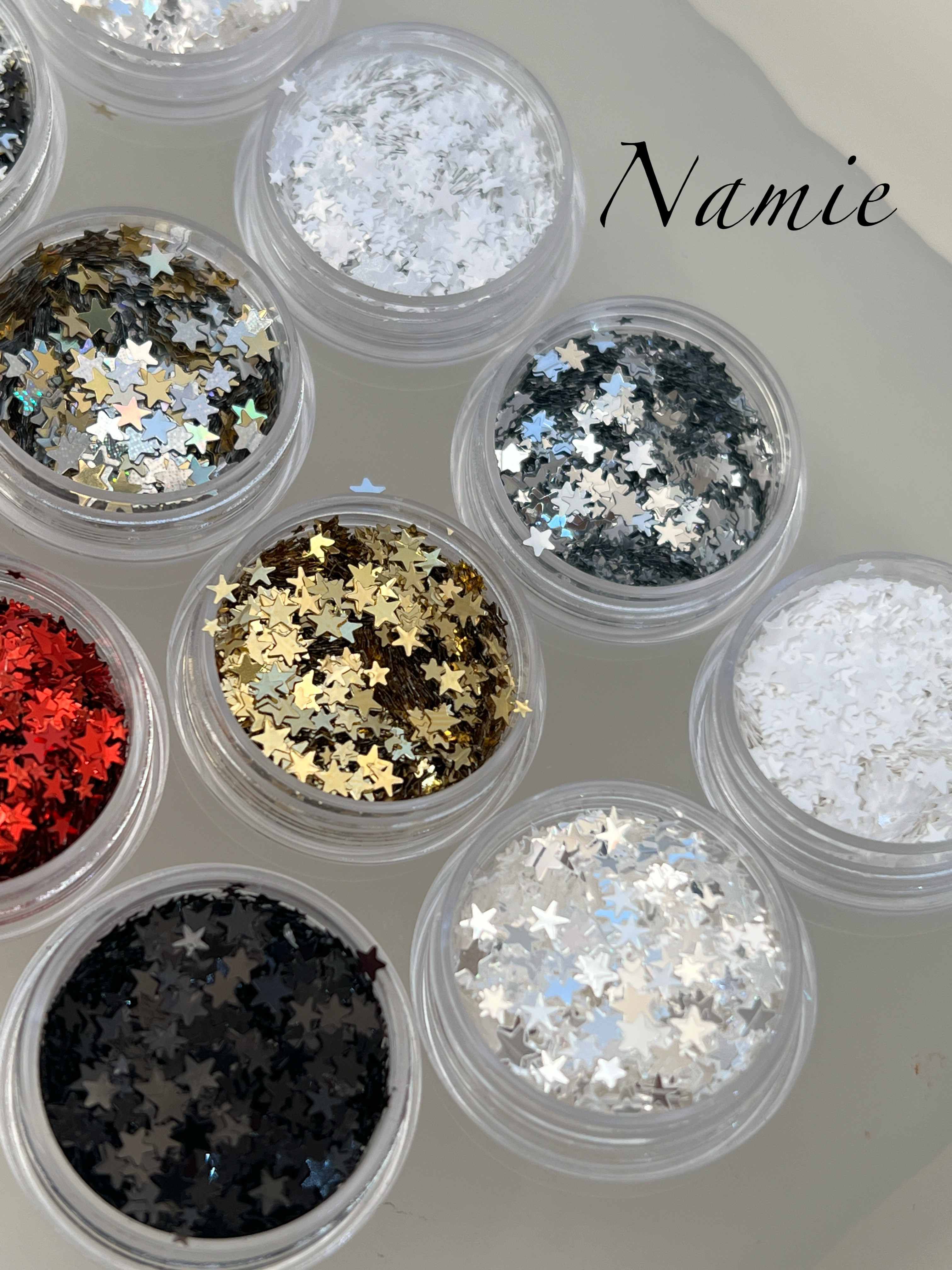 Namie超薄服帖多色圣诞特价1mm-3mm大小五角星混合装美甲闪粉亮片,淘宝优惠券,粉丝福利购,淘宝优惠卷