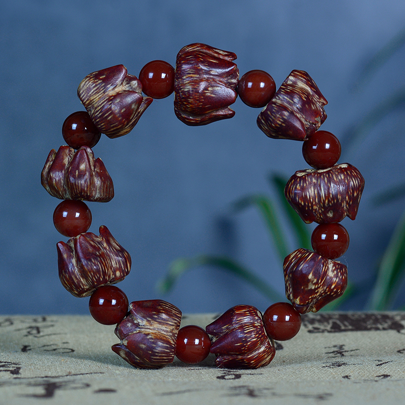 滴血莲花菩提手串滴血莲花菩提子文玩佛珠男女野菠萝念珠手串 - 图0
