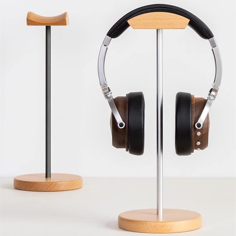 实木头戴式耳机支架胡桃木铝合金杆耳机收纳展示架简约通用型支架,淘宝优惠券,粉丝福利购,淘宝优惠卷