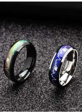 变色戒指感温会新款炫彩男潮炫酷