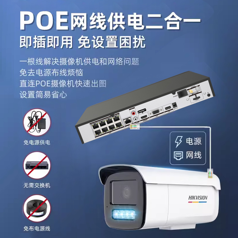 海康威视4G无线硬盘录像机poe手机远程网络高清监控器商用8路NVR