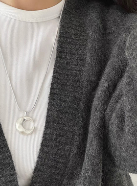 韩版磨砂月亮小众设计耳环高级感