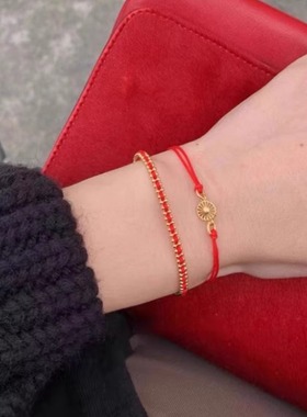 法国女编织手链本命年小红绳手绳