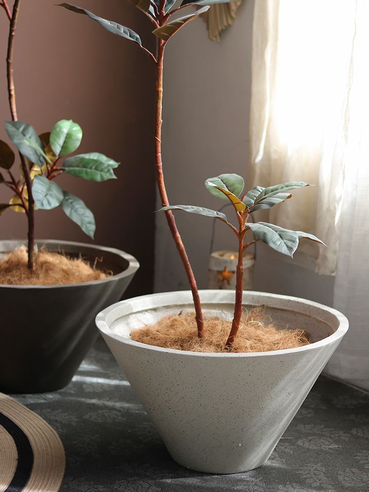 简约碗形水泥花盆大口径绿植花器镁泥组合盆器景观设计北欧风格 - 图0