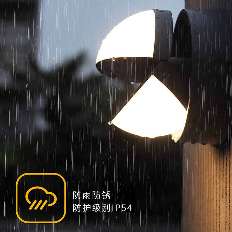景观庭院灯饰人体感应户外防水led灯别墅外墙多面旋转暖光庭院灯_虎窝淘