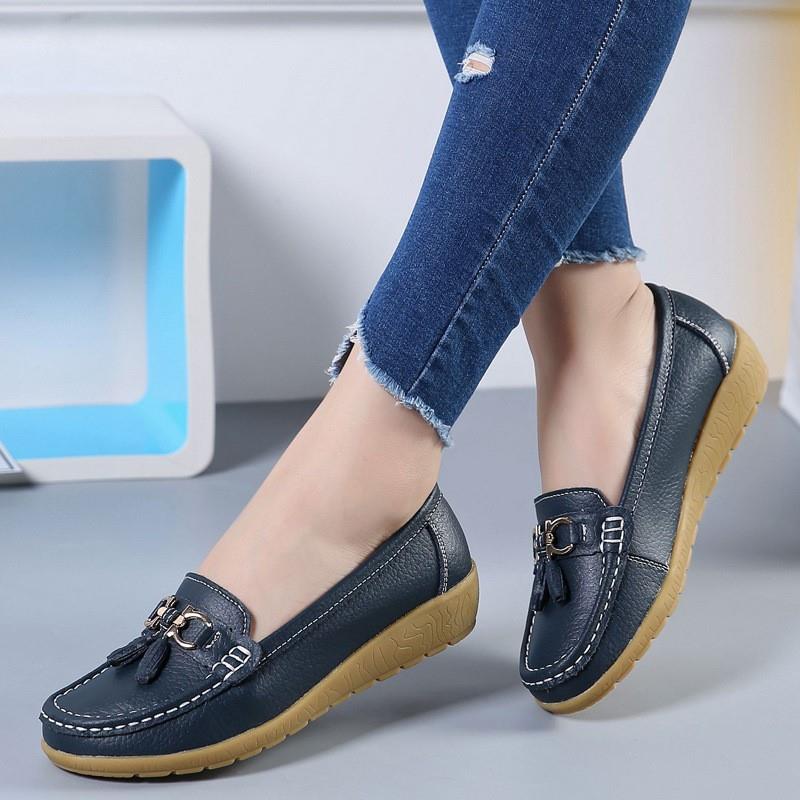 Summer hollow leather sandals women plus size shoes loafers - 图0