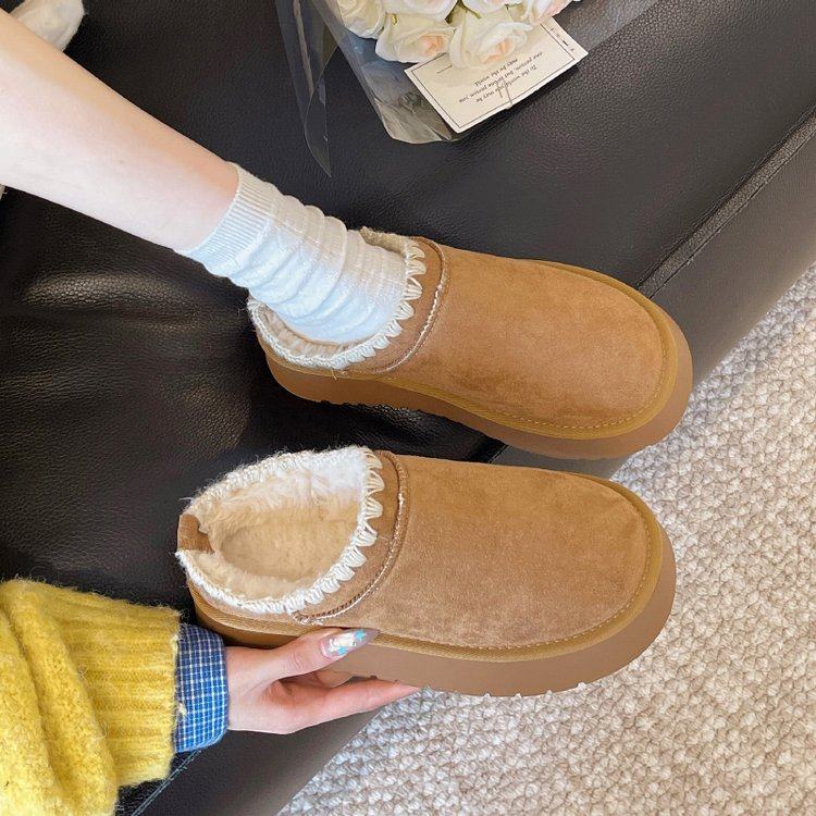 2026冬季新款包头拖女鞋橡胶绒面可可棕包头平底中跟(3-5cm)2026,淘宝优惠券,粉丝福利购,淘宝优惠卷