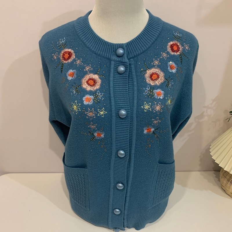 中老年女装奶奶装秋冬加绒加厚保暖外套洋气上衣妈妈针织羊毛开衫,淘宝优惠券,粉丝福利购,淘宝优惠卷