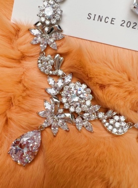 向日葵花朵修饰颈线显瘦水滴项链